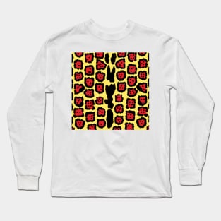 Jaguar Pattern in Blood Orange on Lemon Curd Long Sleeve T-Shirt